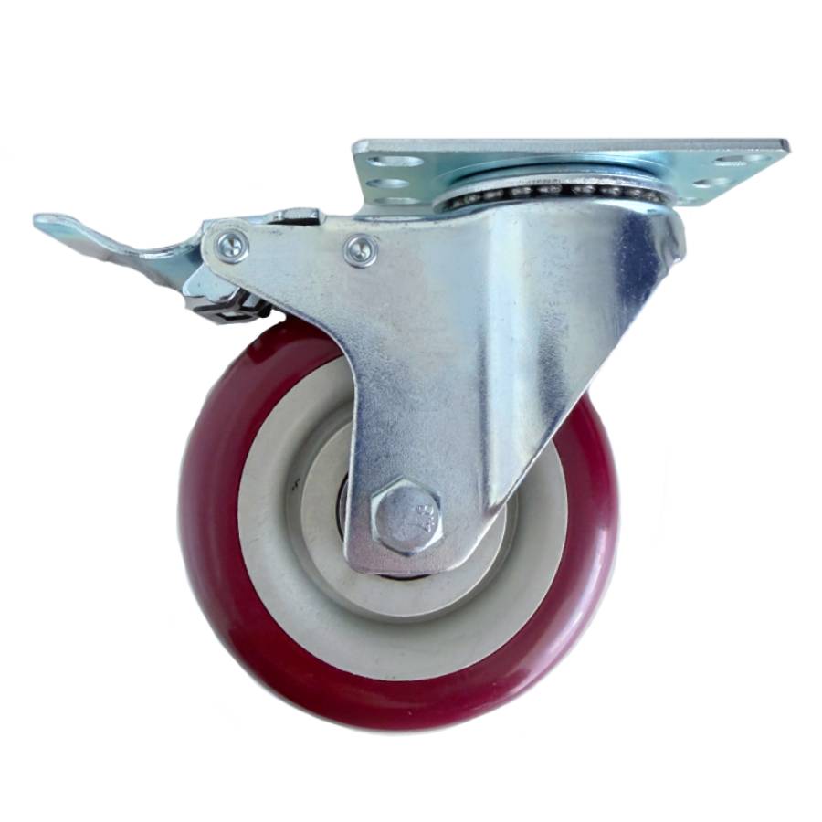 PT-100B | 4" Plate Caster w/ Brake